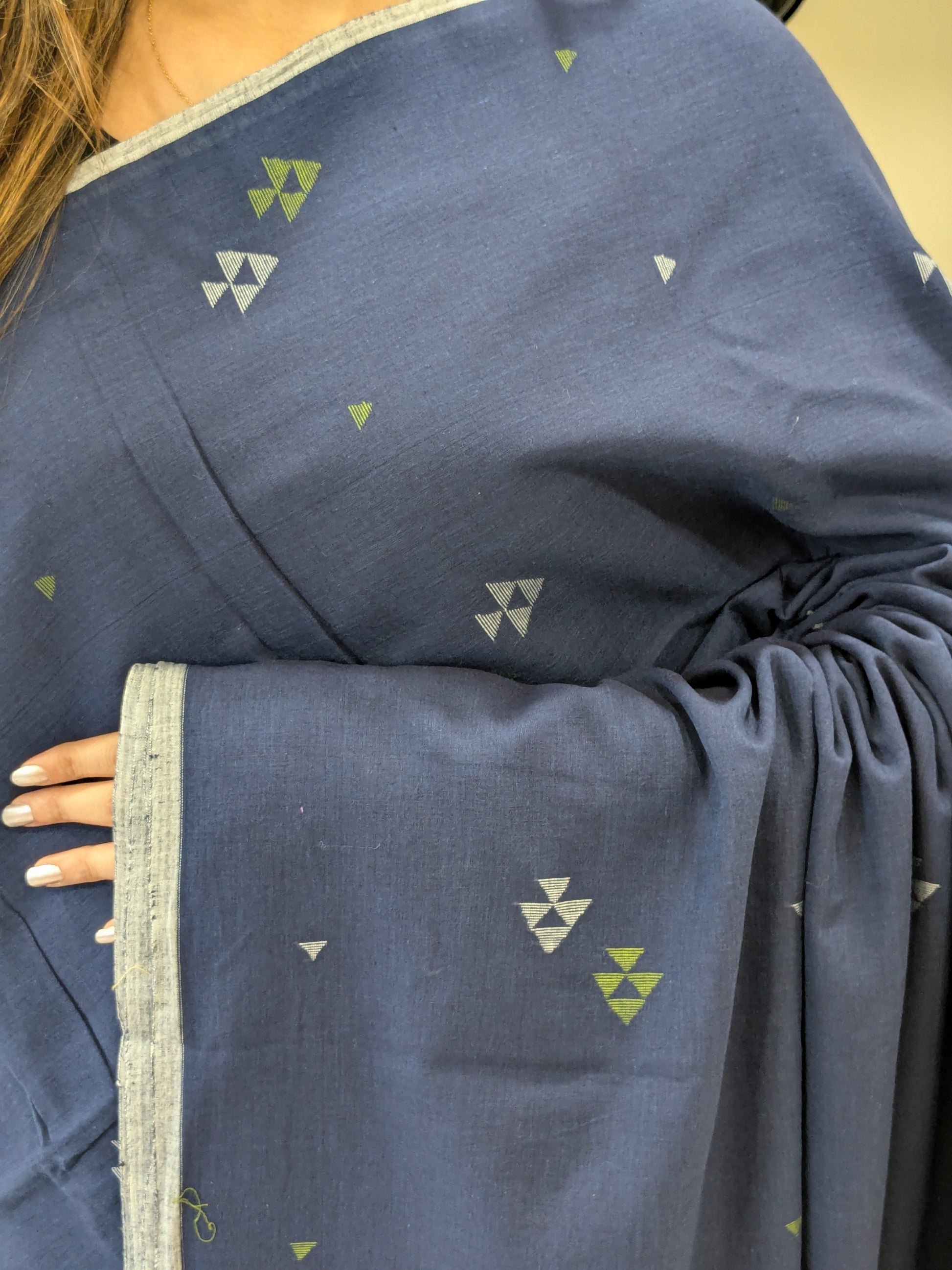 Handloom Royal Blue Jamdani Saree with Butti