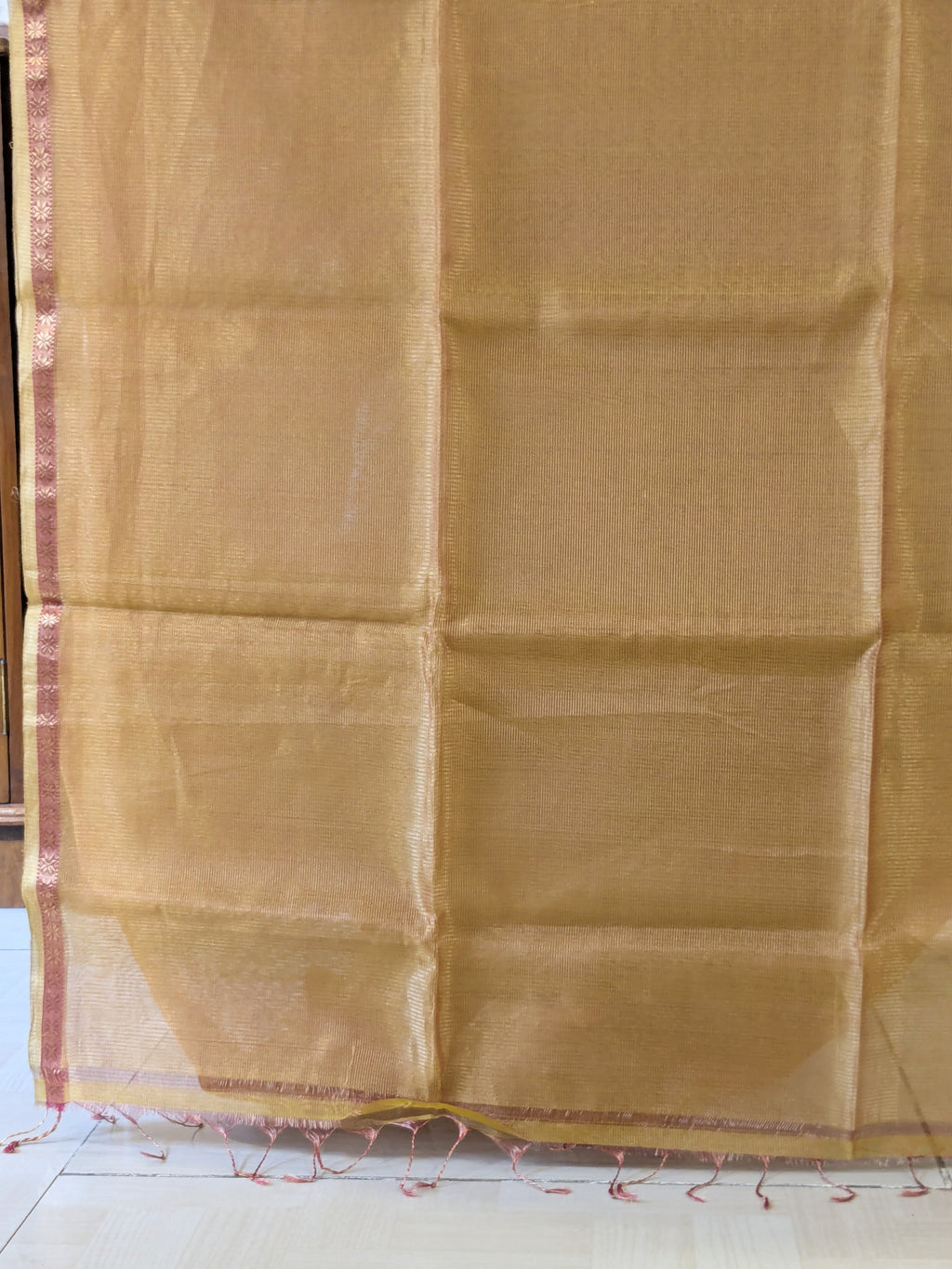 Maheshwari Yellow Tissue Silk Saree