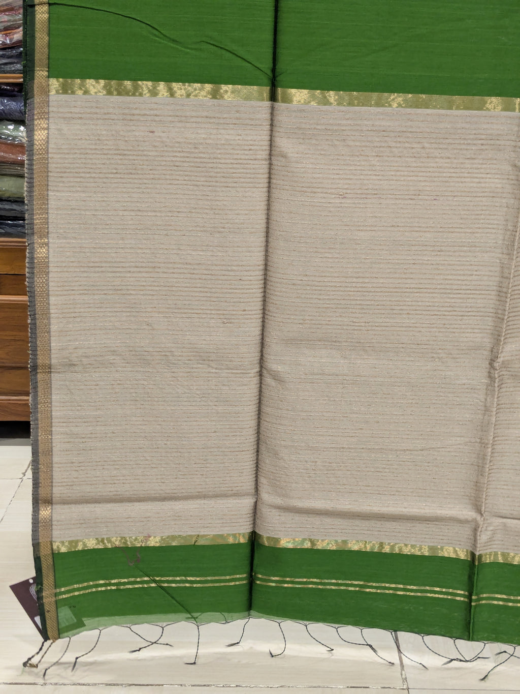 Green Maheshwari Handloom Kosa Silk Saree