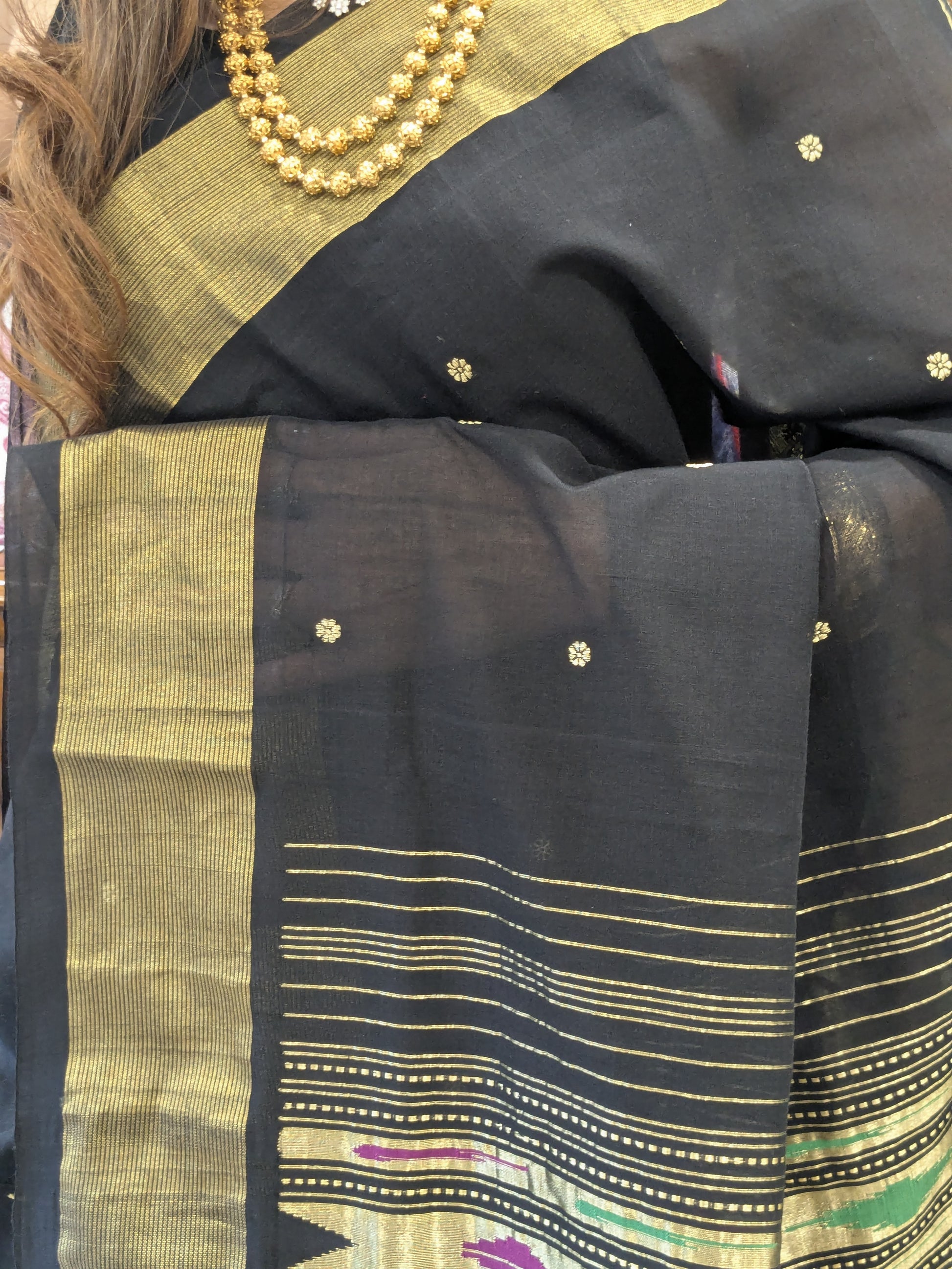 Paithani Handloom Black Cotton Saree