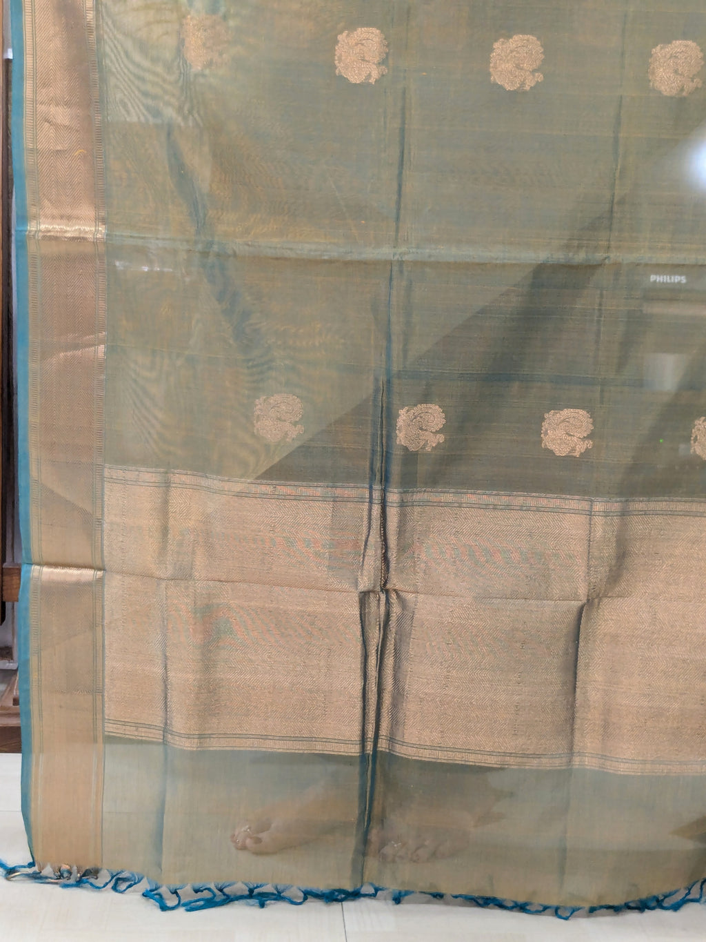 Green and Gold  Silk Cotton Traditional Kanjivaram Saree