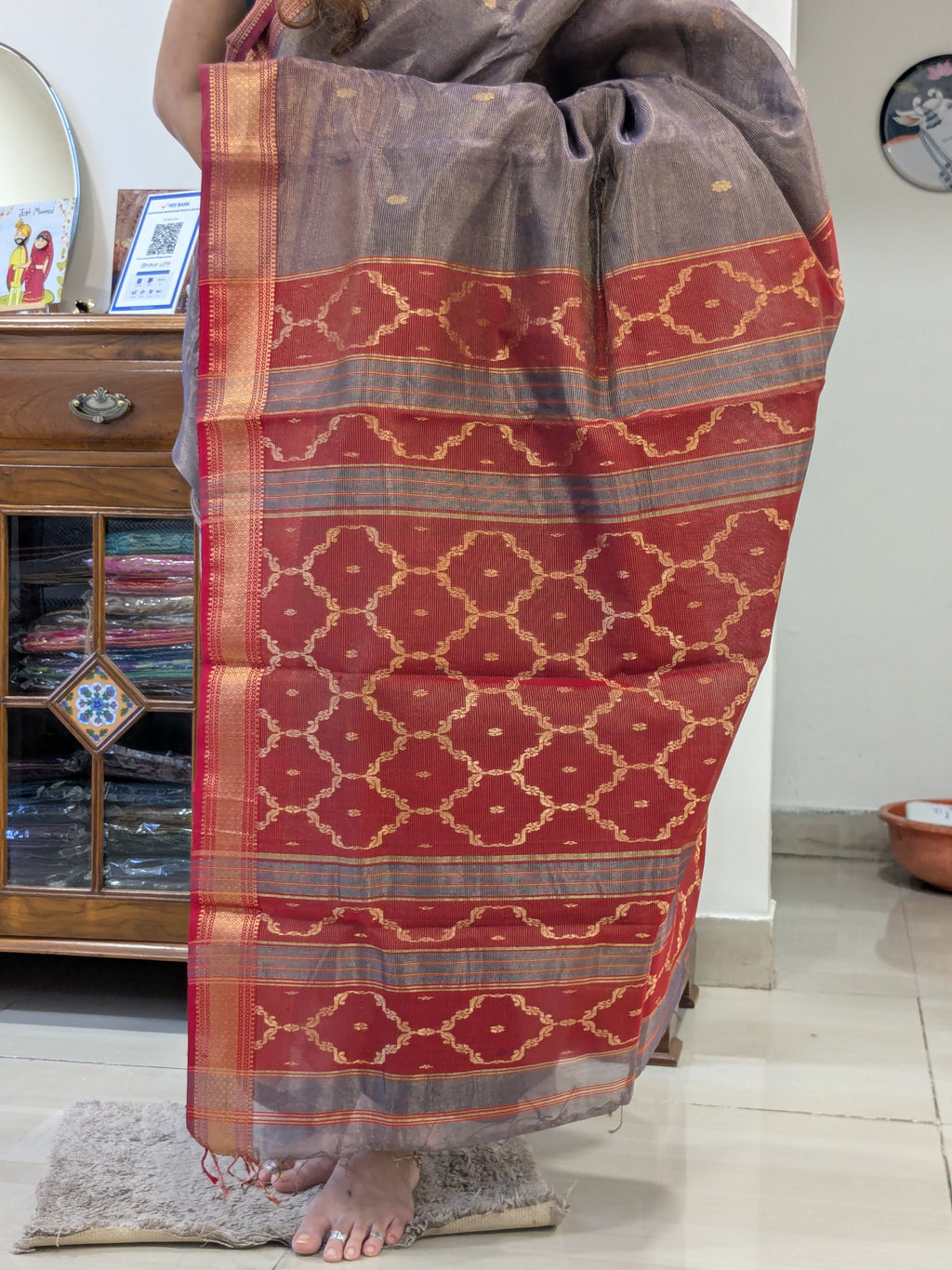 Maheshwari Tissue Silk Jamun Color Saree
