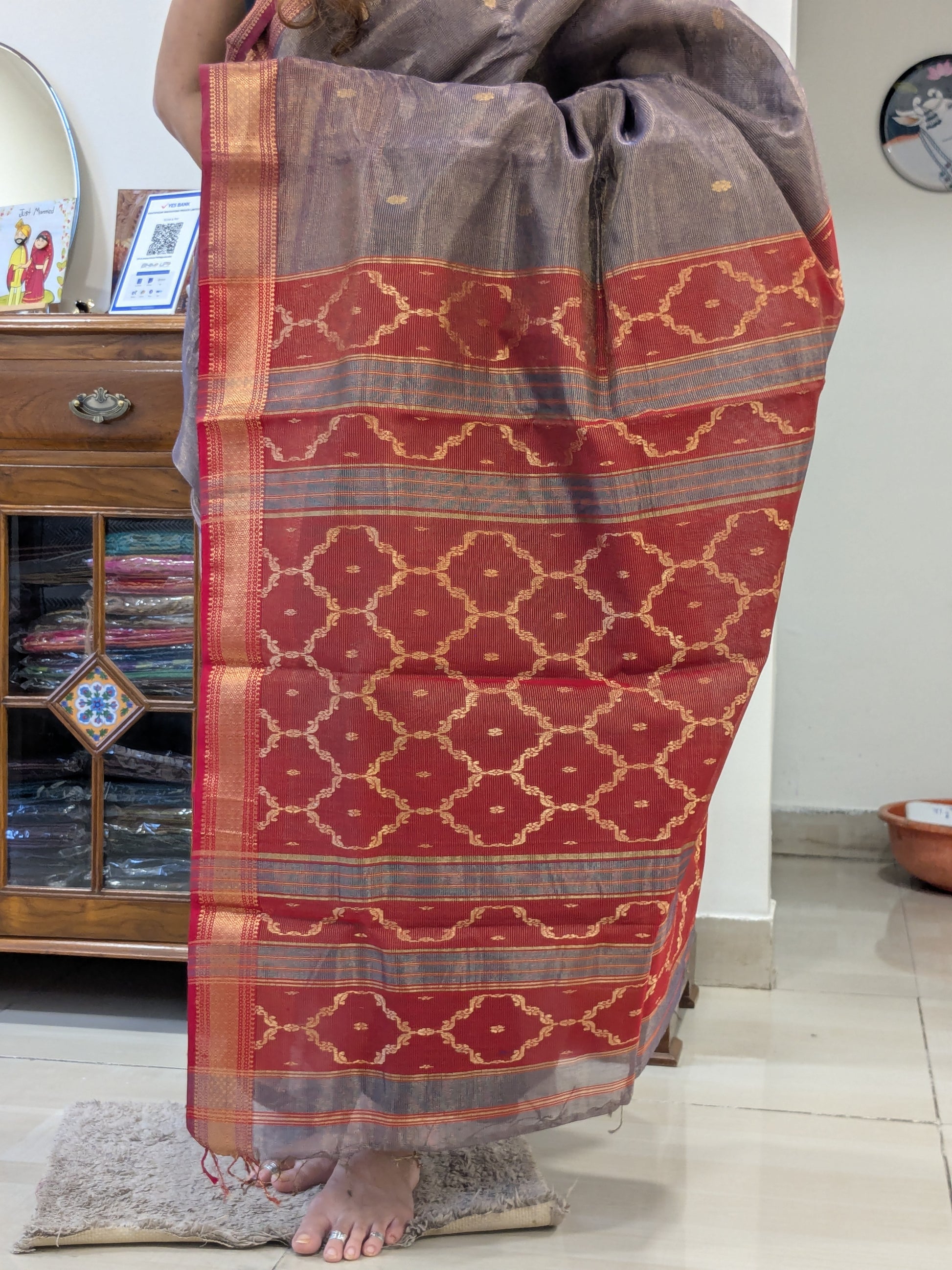 Maheshwari Tissue Silk Jamun Color Saree