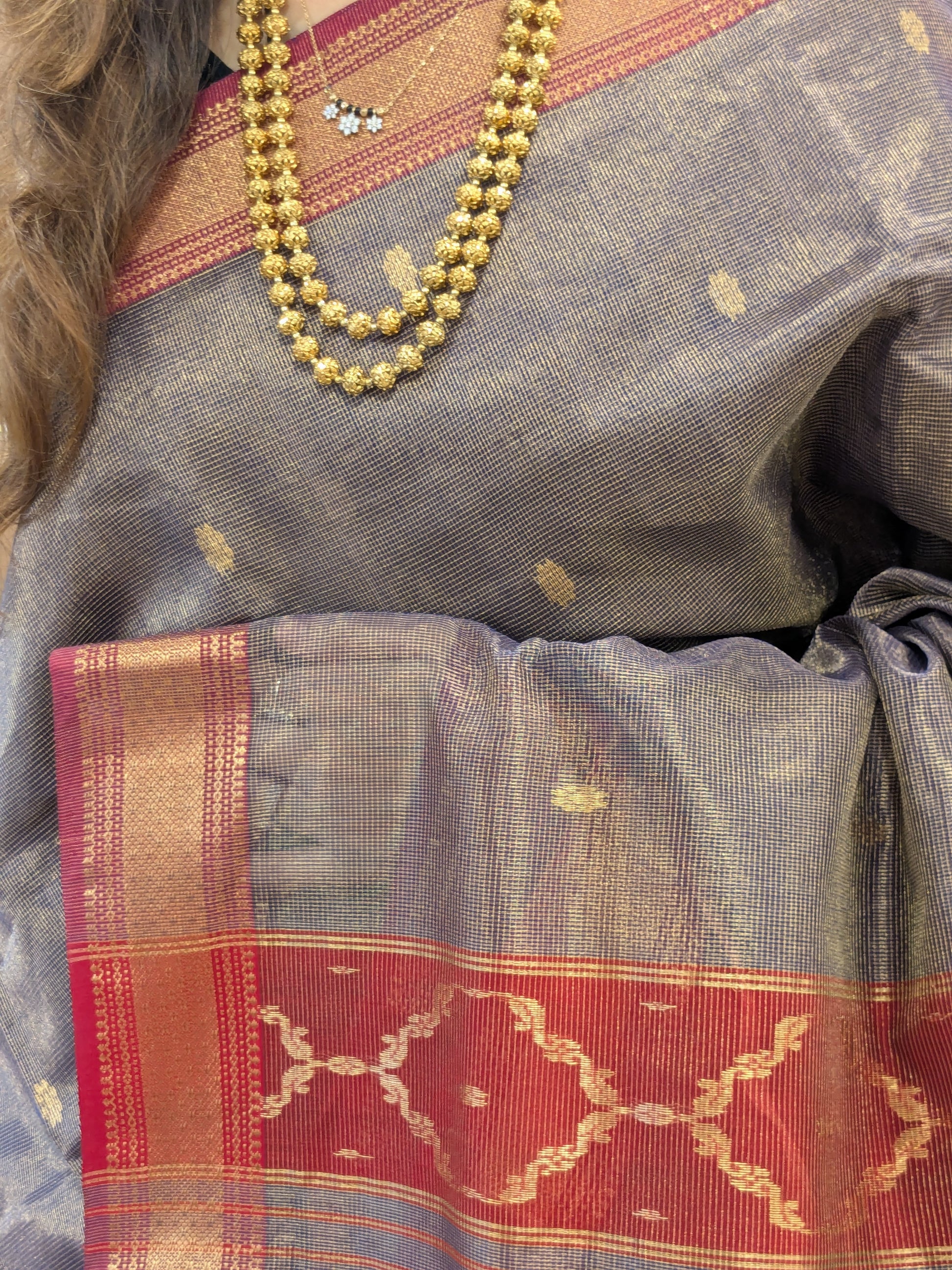 Maheshwari Tissue Silk Jamun Color Saree
