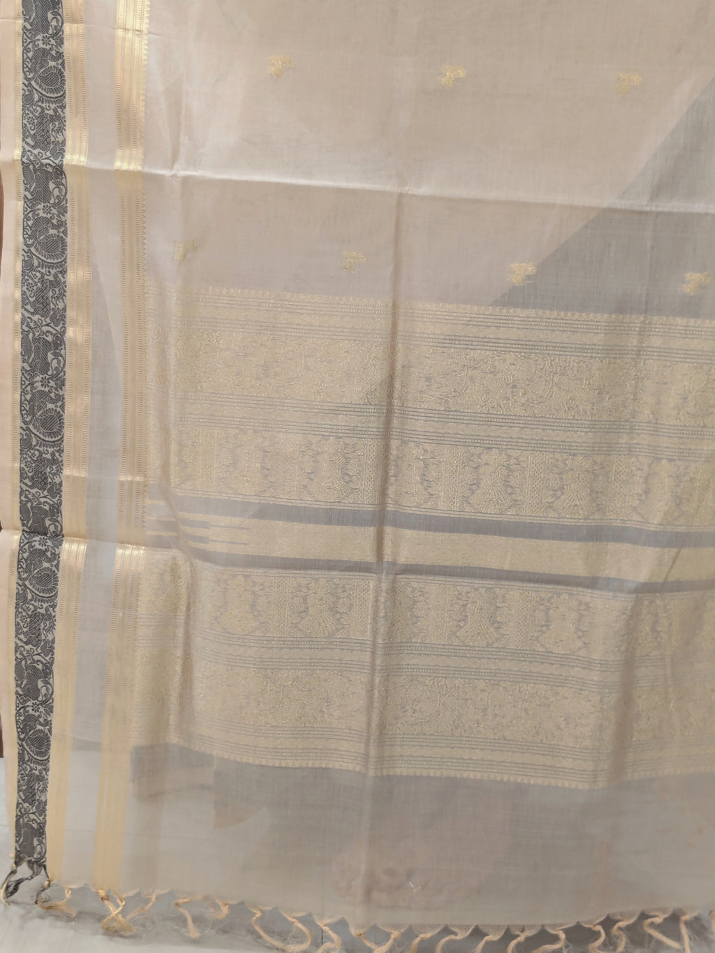 Beige Silk Cotton Traditional Kanjivaram Saree