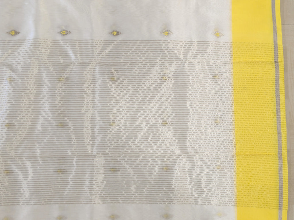 Handloom White Chanderi Silk Saree