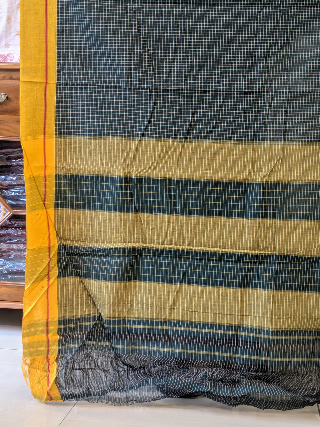 Ilkal Handloom Green Patteda Anchu Saree