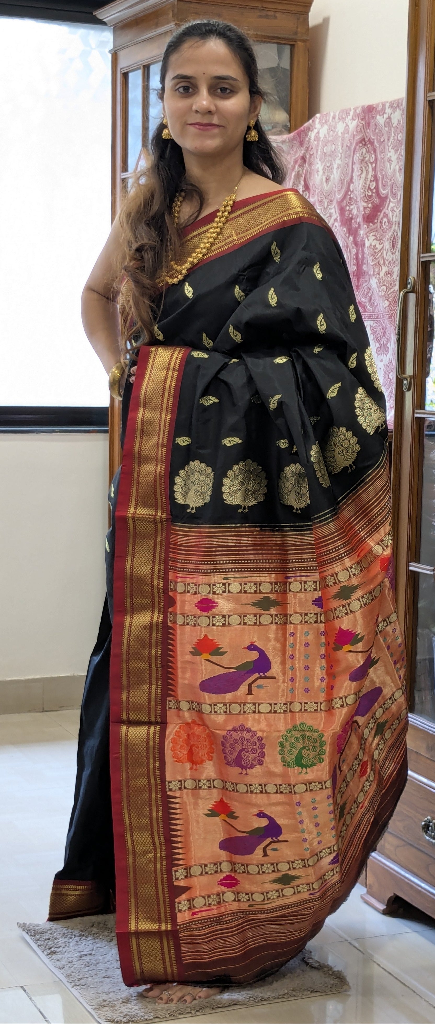 Maharashtrian Black Handloom Paithani Saree