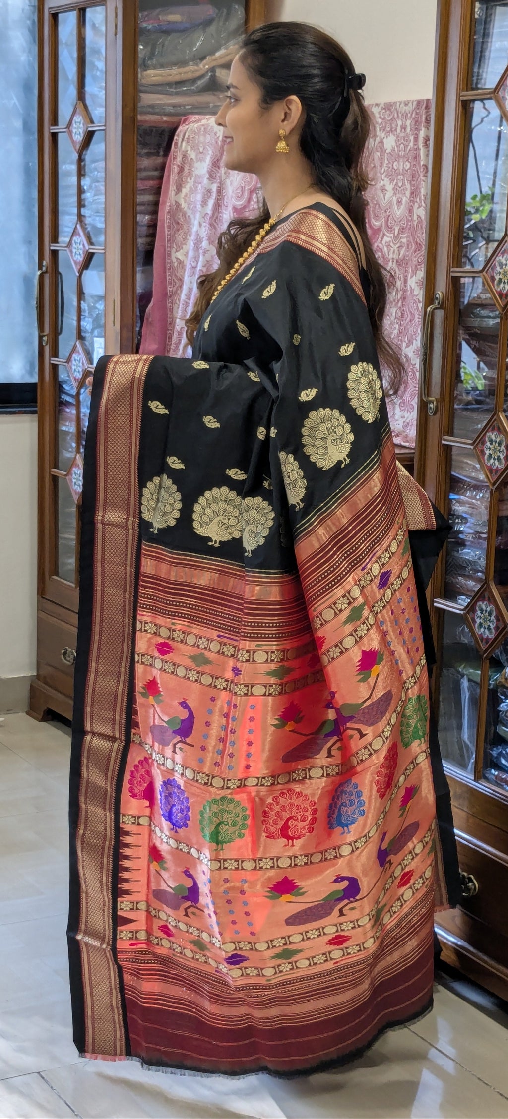 Black Handloom Original Yeola Paithani Saree