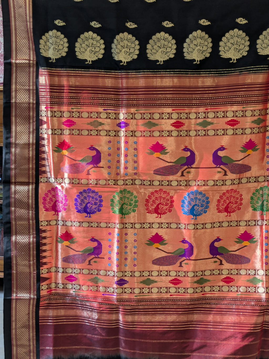 Black Handloom Original Yeola Paithani Saree