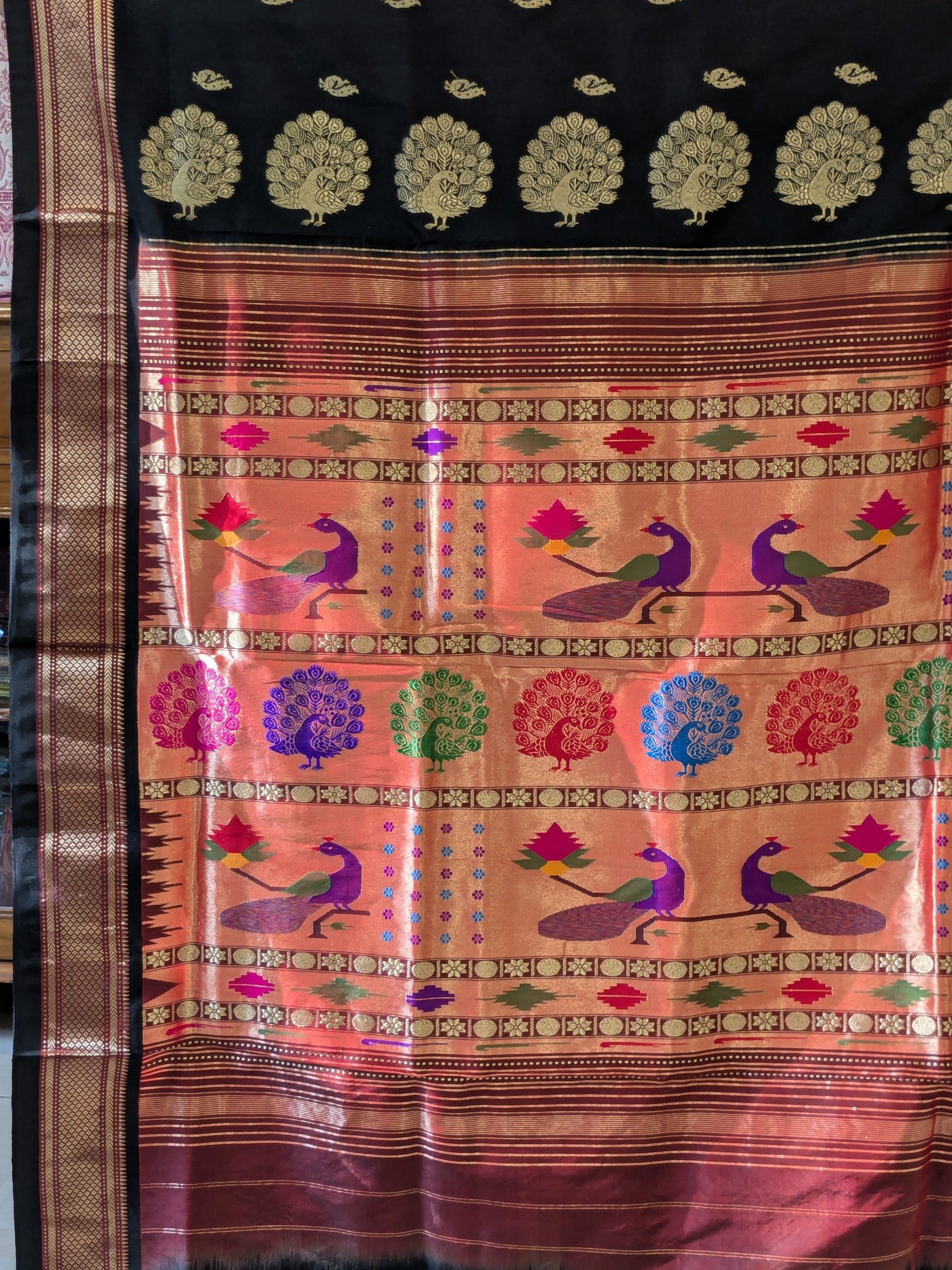 Black Handloom Original Yeola Paithani Saree
