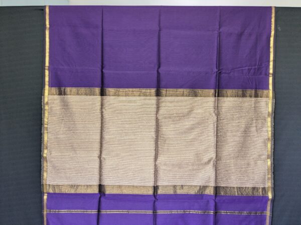 Purple Maheshwari Handloom Saree with Kosa Silk Pallu & Running Blouse - Image 3