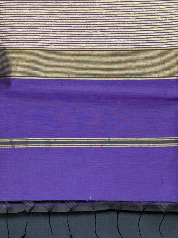 Purple Maheshwari Handloom Saree with Kosa Silk Pallu & Running Blouse - Image 2