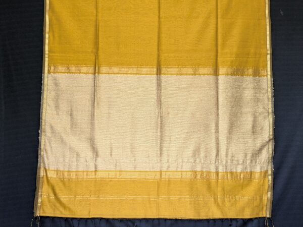 Mustard Yellow Maheshwari Handloom Saree with Kosa Silk Pallu & Running Blouse - Image 3
