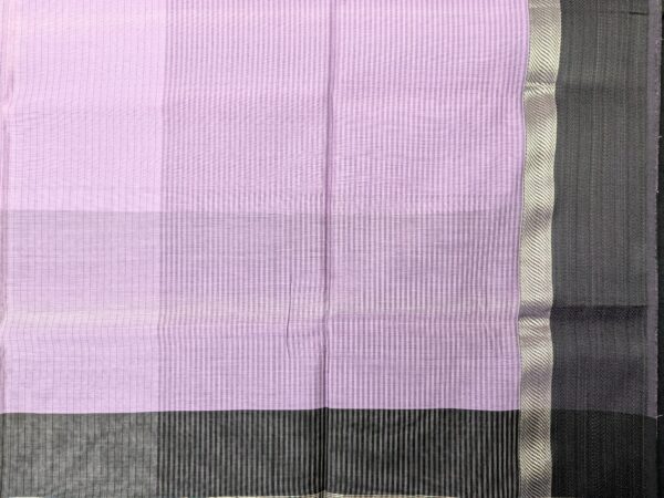 Purple Maheshwari Handloom Saree with Lining Pallu & Black Contrast Blouse - Image 2