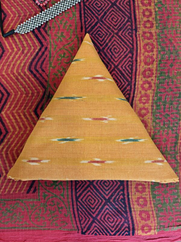 Hand Block Printed Red Kota Doria Handloom Saree with Contrast Blouse - Image 3